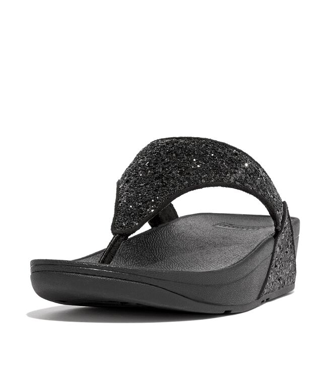 FitFlop lulu glitter toe-thongs pu glitter black glitter Direct leverbaar uit de webshop van www.meijerink-schoenen.nl/