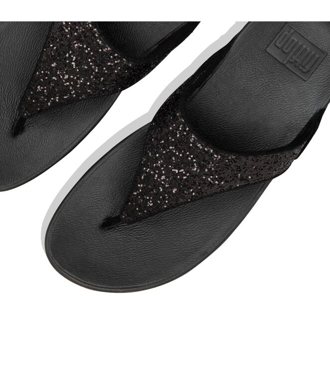 FitFlop lulu glitter toe-thongs pu glitter black glitter Direct leverbaar uit de webshop van www.meijerink-schoenen.nl/