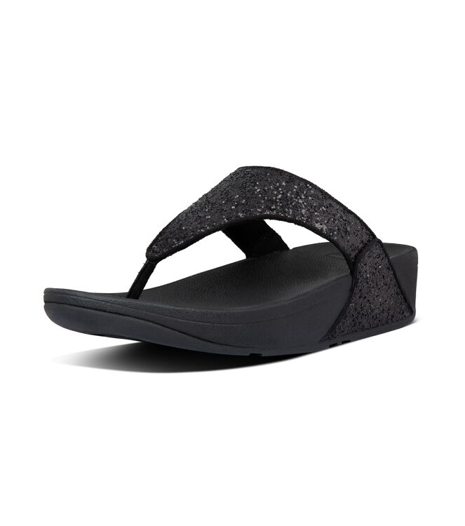 FitFlop lulu glitter toe-thongs pu glitter black glitter Direct leverbaar uit de webshop van www.meijerink-schoenen.nl/