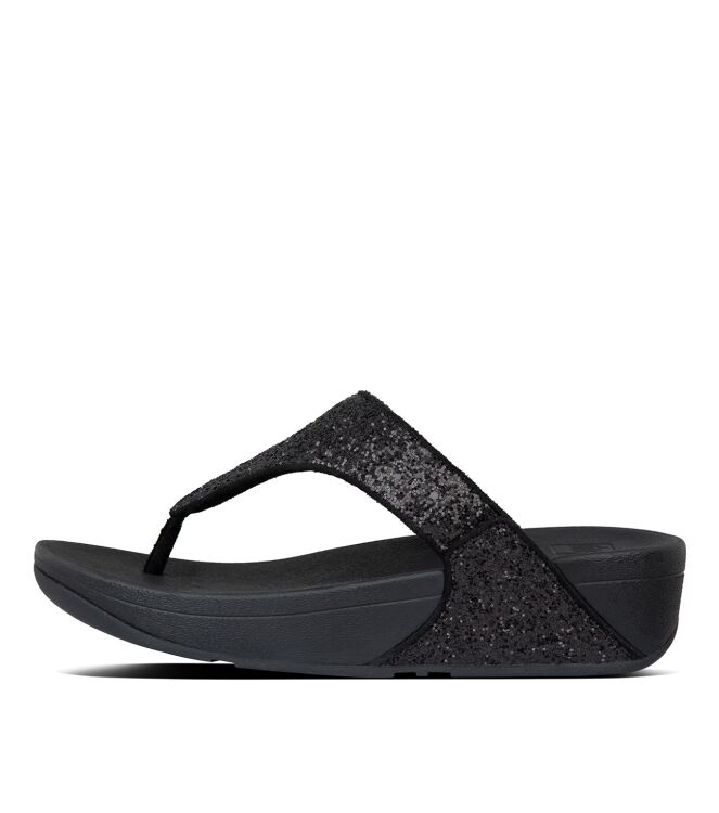 FitFlop lulu glitter toe-thongs pu glitter black glitter Direct leverbaar uit de webshop van www.meijerink-schoenen.nl/