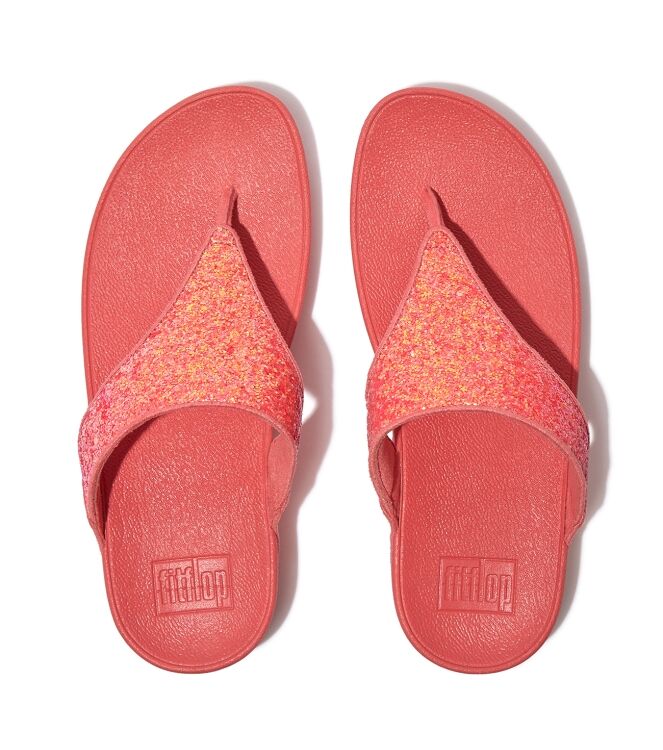 FitFlop lulu glitter toe-thongs pu glitter rosy coral Direct leverbaar uit de webshop van www.meijerink-schoenen.nl/