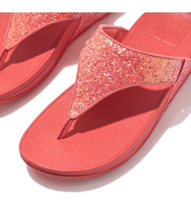 FitFlop lulu glitter toe-thongs pu glitter rosy coral Direct leverbaar uit de webshop van www.meijerink-schoenen.nl/
