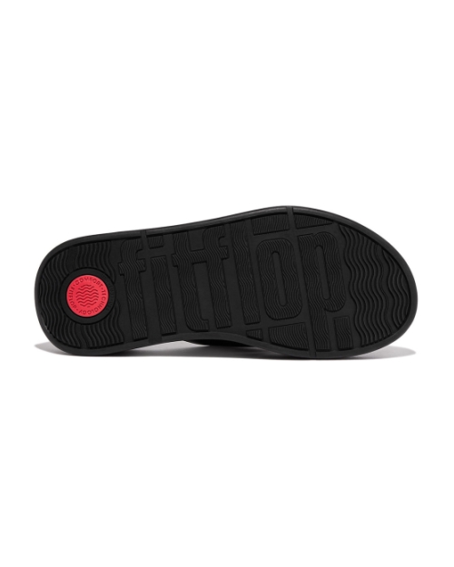 F-Mode Leather Cross Slides all black