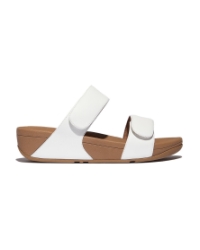Lulu Adjustable Leather Slides urban white