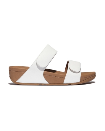 FitFlop Lulu Adjustable Leather Slides urban white