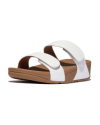 Lulu Adjustable Leather Slides urban white