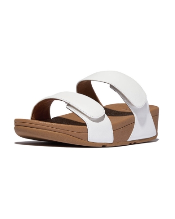 FitFlop Lulu Adjustable Leather Slides urban white