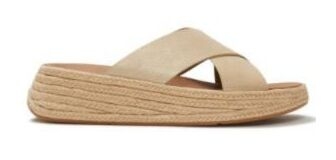 F-Mode Espadrille Shimmersuede Cross Slides platino