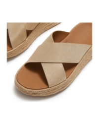 F-Mode Espadrille Shimmersuede Cross Slides platino