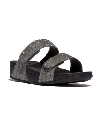 FitFlop Lulu Adjustable Shimmerlux Slides pewter