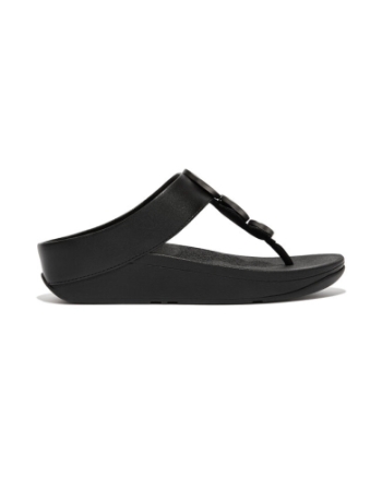 FitFlop Halo Metallic-Trim Toe-Post Sandals all black
