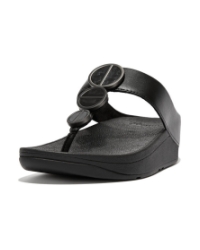 Halo Metallic-Trim Toe-Post Sandals all black