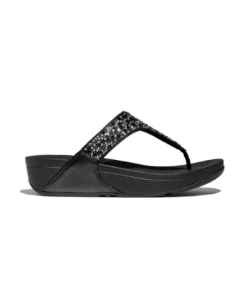 FitFlop Lulu Crystal-Mix Toe-Post all black