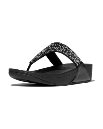 FitFlop Lulu Crystal-Mix Toe-Post all black