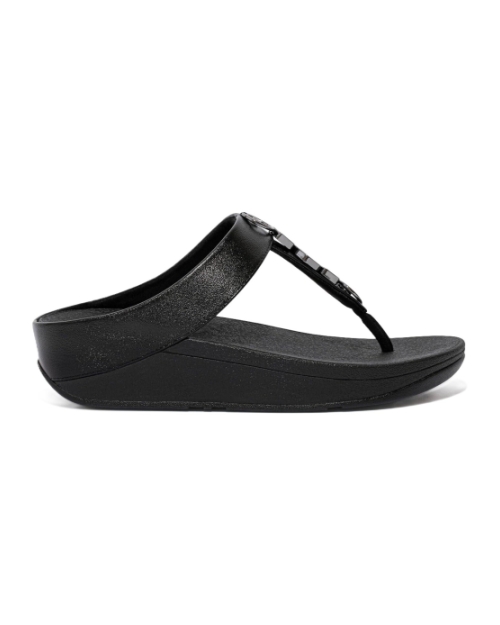 Fino Stone Trim Toe-Post Sandals black