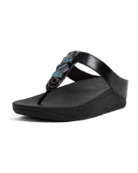 Fino Stone Trim Toe-Post Sandals black