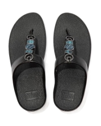 Fino Stone Trim Toe-Post Sandals black