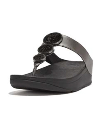 FitFlop Halo Bead-Circle Metallic Toe-Post pewter black