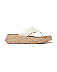 F-Mode Espadrille Leather Flatform T/Post urban white