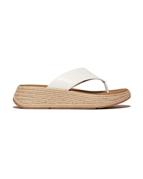 F-Mode Espadrille Leather Flatform T/Post urban white