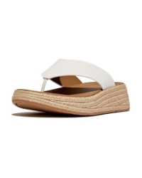 F-Mode Espadrille Leather Flatform T/Post urban white