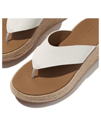 F-Mode Espadrille Leather Flatform T/Post urban white