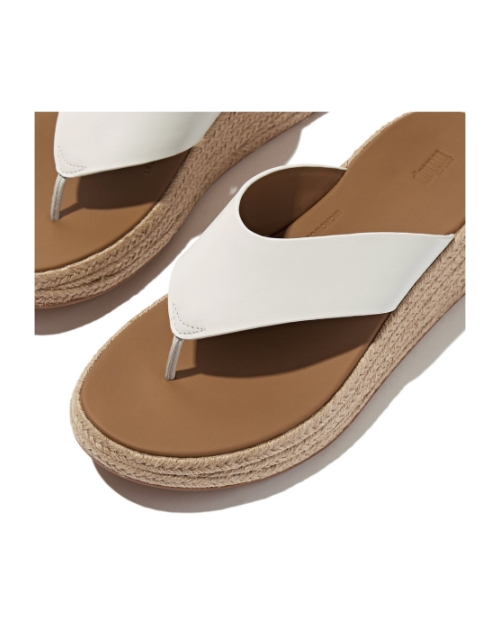 F-Mode Espadrille Leather Flatform T/Post urban white