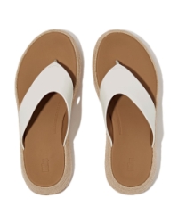 F-Mode Espadrille Leather Flatform T/Post urban white