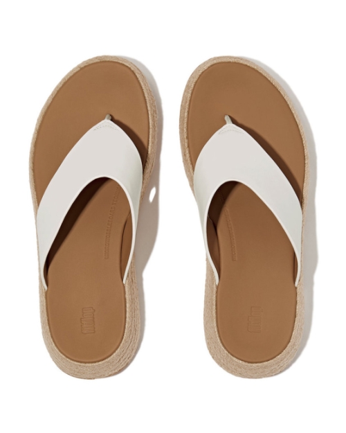 F-Mode Espadrille Leather Flatform T/Post urban white