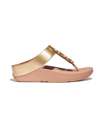 FitFlop Halo Metallic-Trim Toe-Post Sandals platino