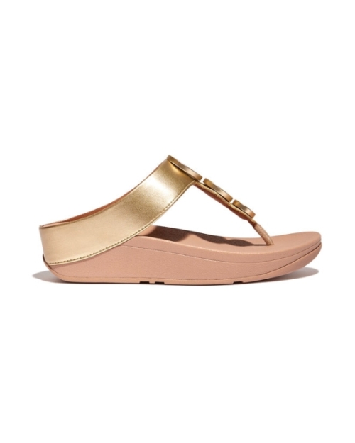 Halo Metallic-Trim Toe-Post Sandals platino
