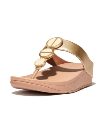 FitFlop Halo Metallic-Trim Toe-Post Sandals platino