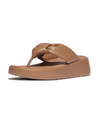 F-Mode Knot Soft-Leather Flatform Toe-Post classic tan