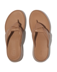 F-Mode Knot Soft-Leather Flatform Toe-Post classic tan