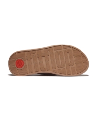 F-Mode Knot Soft-Leather Flatform Toe-Post classic tan