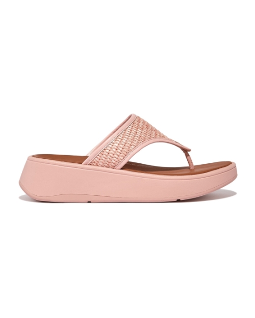 F-Mode Woven-Raffia Flatform Sandals pink salt