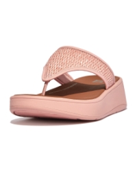 F-Mode Woven-Raffia Flatform Sandals pink salt