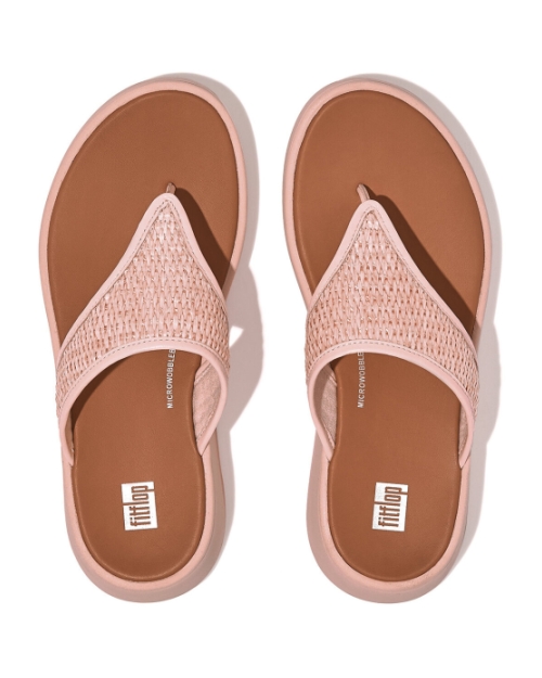 F-Mode Woven-Raffia Flatform Sandals pink salt