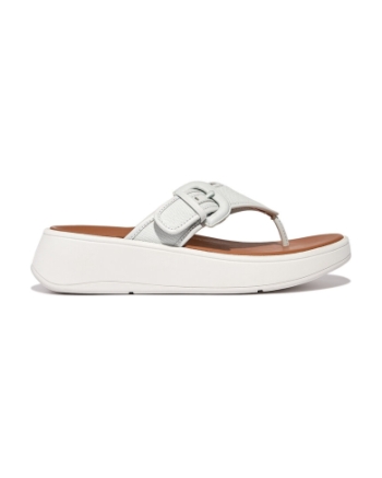 FitFlop F-Mode Buckle Canvas Flatform Toe-Post seafoam blue