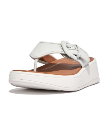 FitFlop F-Mode Buckle Canvas Flatform Toe-Post seafoam blue