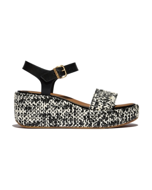Platfforms Woven Wedge Ankle-Strap black