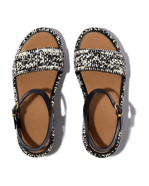 Platfforms Woven Wedge Ankle-Strap black