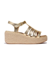 Platfforms Espadrille Leather Fisherman Wedge platino