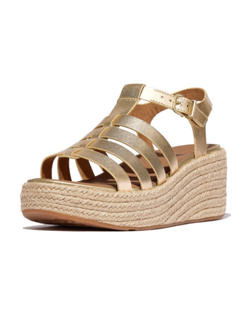Platfforms Espadrille Leather Fisherman Wedge platino
