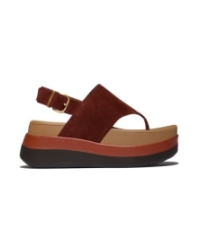 F-Mode Stack Suede Back-Strap Toe-Post Sandals chocolat