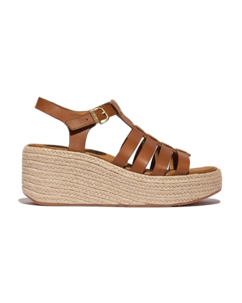 Platfforms Espadrille Leather Fisherman Wedge deep tan