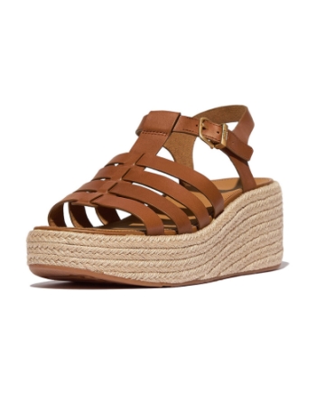 FitFlop Platfforms Espadrille Leather Fisherman Wedge deep tan