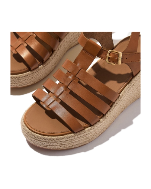 Platfforms Espadrille Leather Fisherman Wedge deep tan