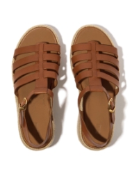 Platfforms Espadrille Leather Fisherman Wedge deep tan