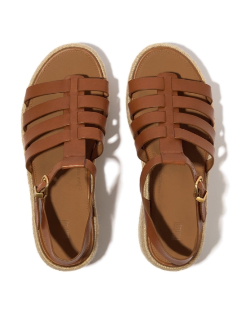 Platfforms Espadrille Leather Fisherman Wedge deep tan